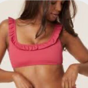 NWT Andie Swim UPF 50 Ruffled The Hydra Bikini Top in Rosette Womens Size Large